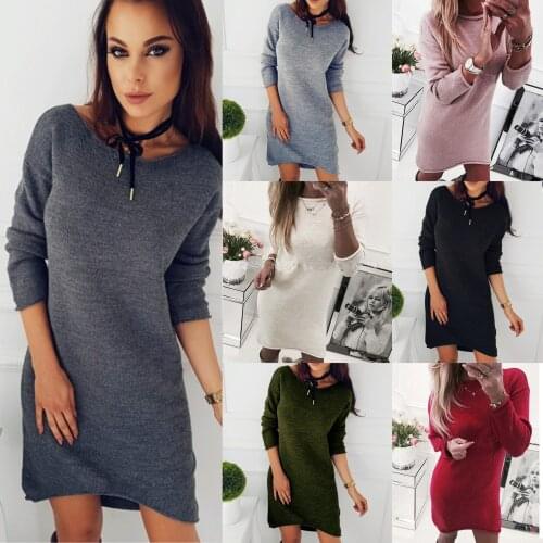 Godier Autumn Winter Women Dress Long Sleeve Elegant Solid Color Ladies Loose Casual Dresses Lady Bodycon Robe Dresses vestidos
