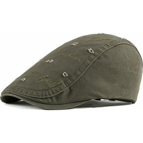 Cotton Autumn Winter Letter Newsboy Caps Flat Peaked Cap Men and Women Painter Beret Hats 142