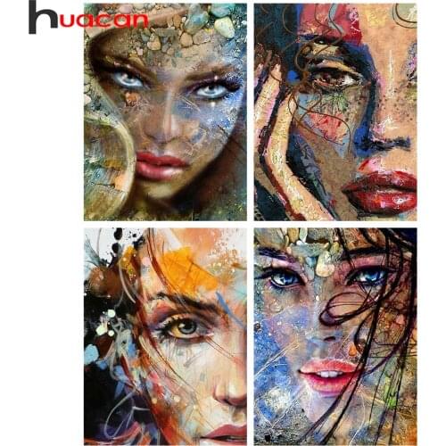 Huacan 5D Diamond Painting Kits Girl Diamond Mosaic Embroidery Portrait Handmade Gift Modular Pictures Decoration For Home