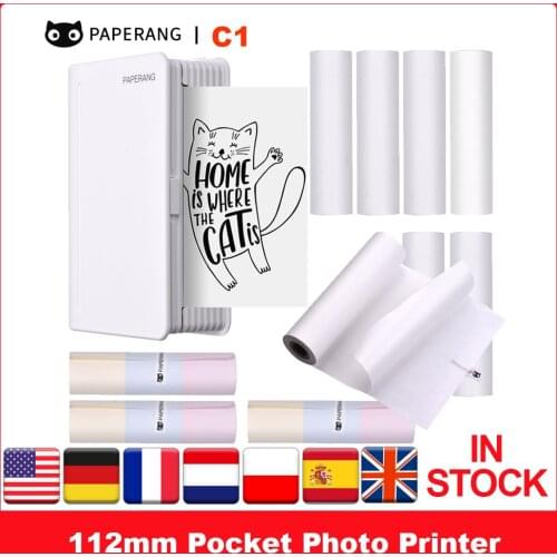PAPERANG 112mm Pocket Photo Printer Portable BT Thermal Printer Mobile Printer 300dpi for Photo Picture Note Support Android iOS