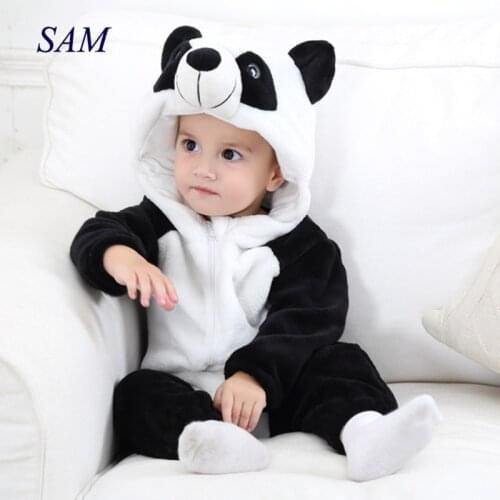Baby boys and girls newborn clothes 2019 jumpsuit cute panda hooded rompers toddler winter outerwear clothing