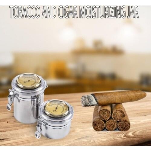 Food Grade PP Round Humiditor Jar Moisturizing Cigarette Box with Hygrometer Humiditor Suit for Cigar Taobacco Coffee Bean Cand