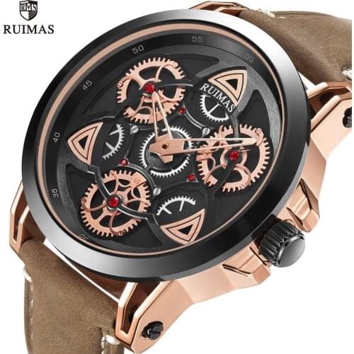 RUIMAS Military Watches Men Luxury Leather Strap Waterproof Wristwatch Man Top Brand Quartz Watch Relogios Masculino Clock 550