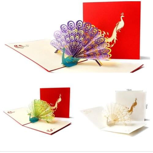 Mothers day Birthday Card Pop Up Greeting Card with Colorful Peacock- Surprise Gift for Birthdays Mother day Wedding