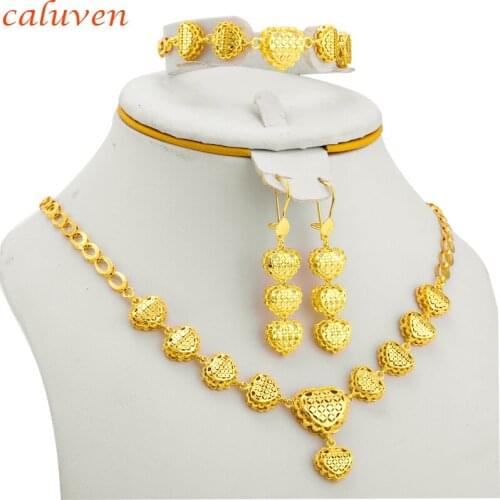 Small Heart Arab/African Jewelry Gold Color Ethiopian Jewelry Sets Party Gifts Necklace/Earring for Women/Girls