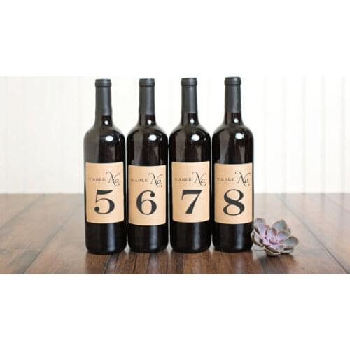 Personalized Table Number Wine Labels, Kraft Self-Adhesive, Wedding Party Gift Favors, Table Decor,Wine Bottle Number Sticker