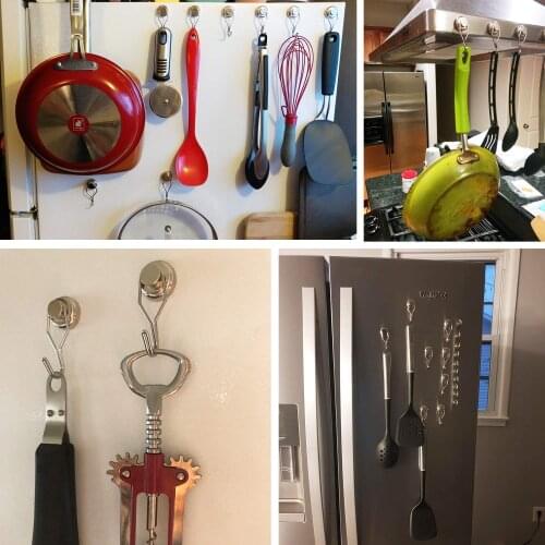 Swivel Magnetic Hooks Heavy Duty Neodymium Magnet Hooks 4 pcs with Scratch Proof Stickers for Home Refrigerator Kitchen STTA889