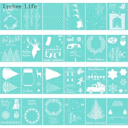 Lychee Life Christmas Day Festival Self-Adhesive Silk Screen Printing Stencil Mesh Transfers 21x28cm For T-Shirt Diy Home Decor