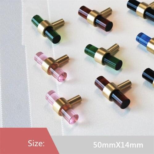 Nordic Brass+Crystal Cabinet Handle Creative Wardrobe Door Knob Furniture Drawer Small T Bar Handles 50*14mm drawer knobs