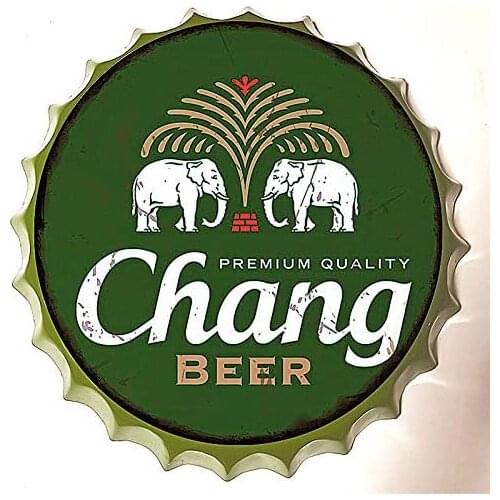 Modern Tin Sign Bottle Cap Chang Beer Premium Quality Vintage Metal Tin Sign Wall Decor for Bar/Cafe/Home Kitchen/Restaurant