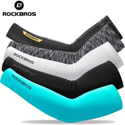 Rockbros Arm Sleeve Cycling Arm Warmers Anti-UV Breathable Running Cuff Basketball Armwarmers Sport Bike Bicycle Sleeves for Arm