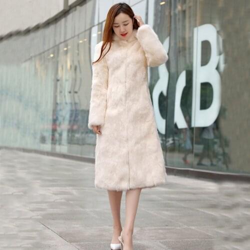 Rabbit Fur Coat Real Natural Fur Coats For Women Winter Long Coat For Womens Jacket Big Size customize tsr228