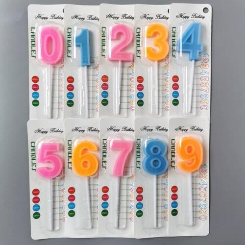 0-9 Number Digital Candles Birthday Cake Hat Baptism Baking Cake Decoration Boy Girl Party Plug Scene Candlestick Color Random