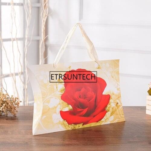 100pcs Rose Flower Pillow Gift Box Paper Pocket Bag Kerchief Handkerchief Silk Scarf Packing Boxes For Party Gift