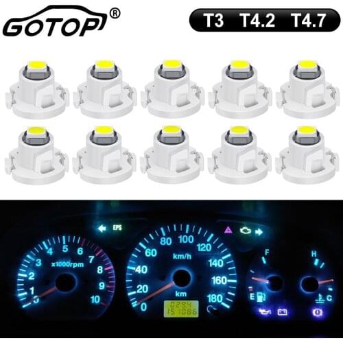 10x T3 T4.2 T4.7 Led Bulb Car Board Instrument Panel Lamp 3030 Chips Auto Interior Side Light Dashboard Led Light 6000K White