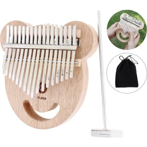 17 Key Mahogany Bear Face Shape Thumb Piano Kalimba Mbira with Tuning Hammer for Beginners / Professional Performance
