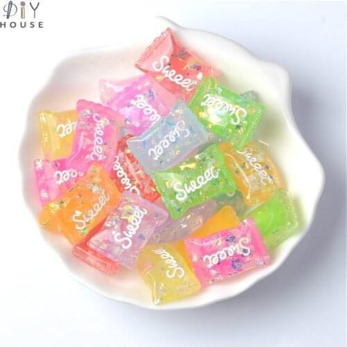 20Pcs Glitter Sweet Candy Flatback Planar Resin Color DIY Craft Supplies Basteln Art Ornaments Home Hair Accessories Material
