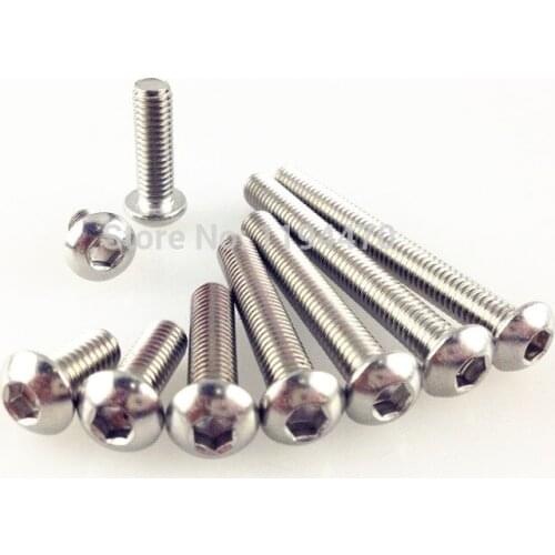 5-30PCS/LOT Metric M6 Stainless Steel Button Head Hex Socket Cap Screw Bolt ISO7380