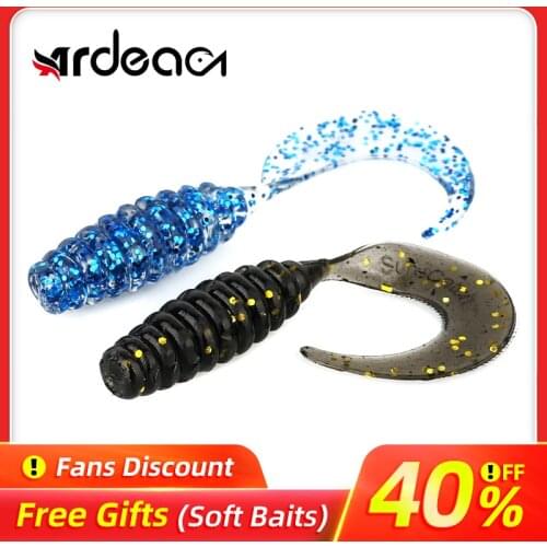 Ardea Soft Lures Silicone Bait 41mm 0.8g Artificial Curly Worm tail Worm Swimbait bass Wobblers Luminous Fishing Tackle