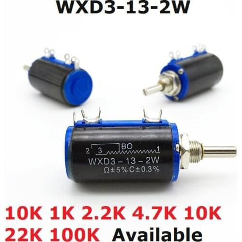 Free Ship 2PCS Potentiometer 10K 1K 2.2K 4.7K 10K 22K 100K Precision adjustable potentiometer WXD3-13-2W