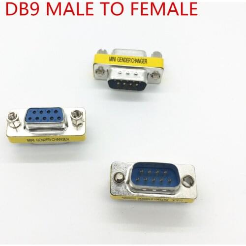 Free Delivery DB9 VGA 9 Pin MALE TO FEMALE Mini Gender Changer Convertor Adapter Connector