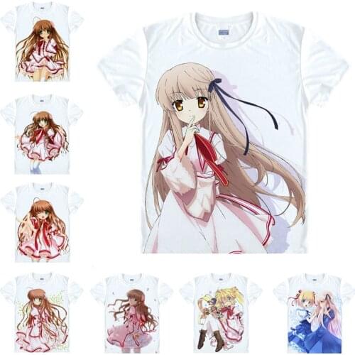 Coolprint Japanese Anime Shirt Rewrite T-Shirts Multi-style Short Sleeve Kanbe Kotori Cosplay Riraito Costume Kawaii Gift