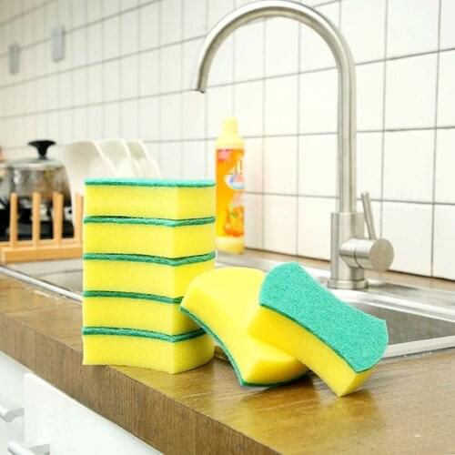 Double-sided sponge wipe household thickened cleaning cloth kitchen supplies strong decontamination brush pot dishwashing cloth