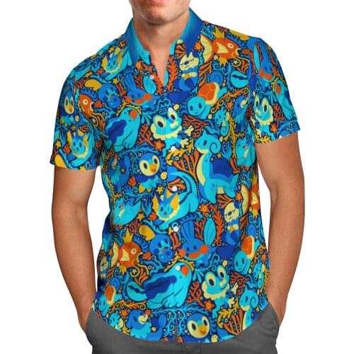 Purple Anime 3D Print Beach Hawaiian 2021 Summer Shirt Short Sleeve Shirt Streetwear Oversized 5XL Camisa Social Chemise Homme