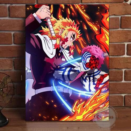 Canvas Anime Kyoujurou&Akaza Demon Slayer Pictures Home Decoration Paintings Poster HD Prints Wall Art Modular Living Room