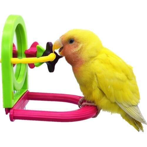 Parrot And Bird Toys Gnawing Fun Mirror Standing Pole Relieving Boredom Birdcage Playing Tools