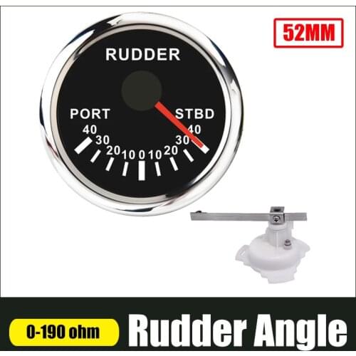 52mm Rudder Angle Indicator Gauge 0-190 ohm Sail boat Rudder Angle Meter With Mating Sensor Red Backlight 12V 24V