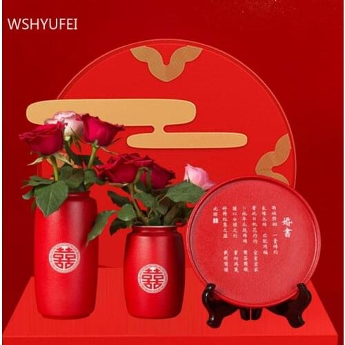 Chinese Style Ceramics Vases Home Decor Marriage Room Flower Arrangement Vase Ornaments Living Room Decoration Wedding Gifts