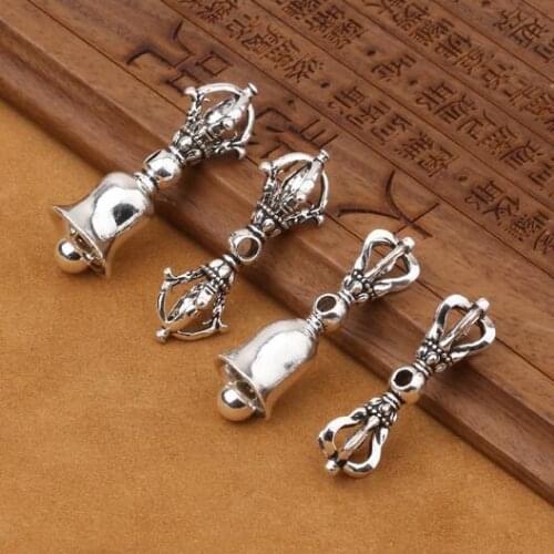 Handmade 925 Silver Dorje Bell Amulet Sterling Tibetan Dorje Bell Buddhist Vajra Bell Hinduism Dorje Bell Beads