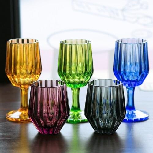 Creative Japanese-Style Colorful Ice Engraving Glass Dessert Cup Goblet Red Wine Cup Juice Cup Beverage Cup Breakfast Cup