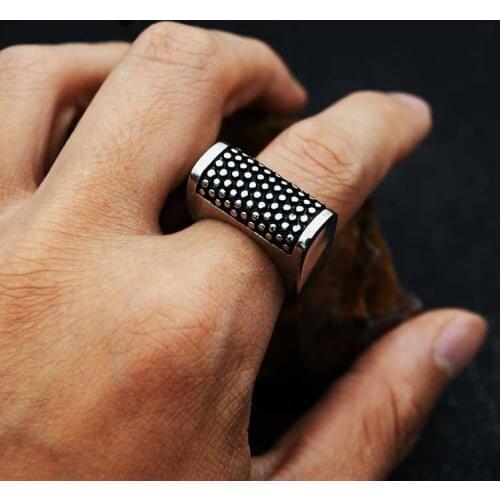 Onlysda Amazing Style Black Silver Bumps Cube Ring 316L Stainless Steel Women Mens Indian Style Cool Fashion Cube Ring OSR128