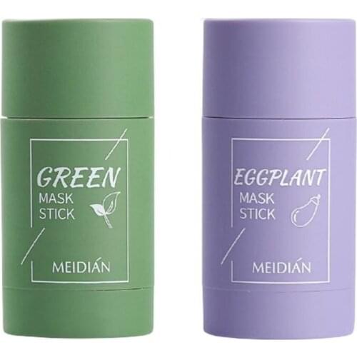 Green Tea Stick Mask Stick Oil Control Eggplant Acne Cleansing Mask Face Skin Care Moisturizing Blackhead Fine Pores Mud