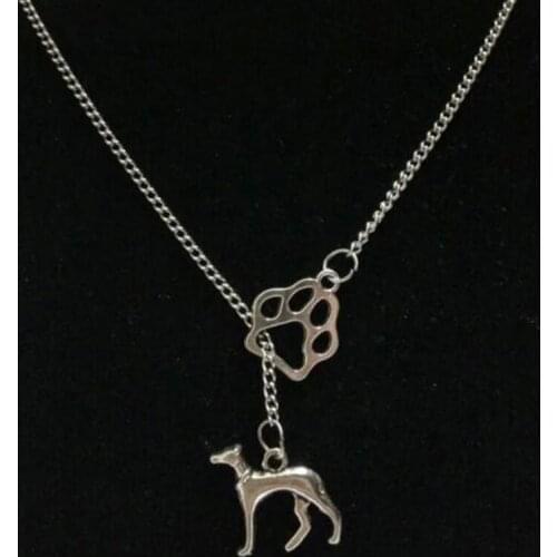Greyhound Dog & Dog paw prints Fashion Charms Greyhound Dog Pendant Necklace Suspension Jewelry Gift