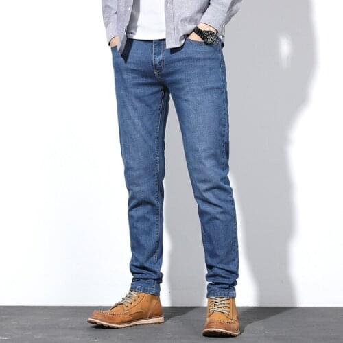 Mens Autumn Stretch Jeans Male Fashion Business Classic Style Skinny Trousers Hombre Denim Pants Plus Size 30-38 40 44 46 48