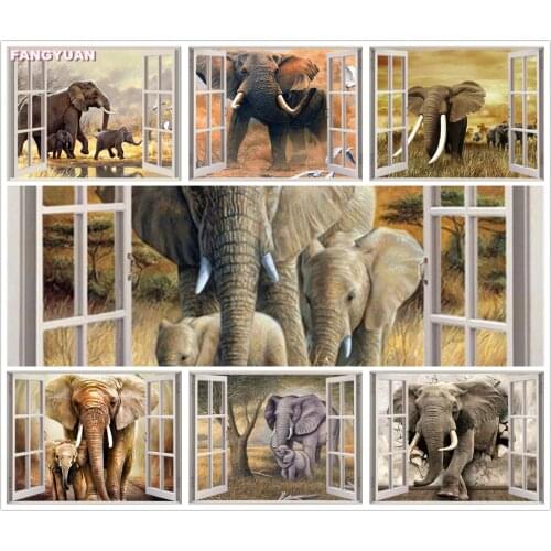 Diy 5D Diamond Painting Animals Kits Wall Art Picture Embroidery Diamond Mosaic Elephant Window Cross Stitch Home Decor Gift