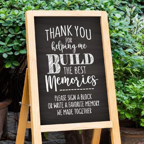 Sign a Block Sign Print Thank You for Helping Me Build Memories Retirement Graduation Party Decor Memory Signs Canvas Painting