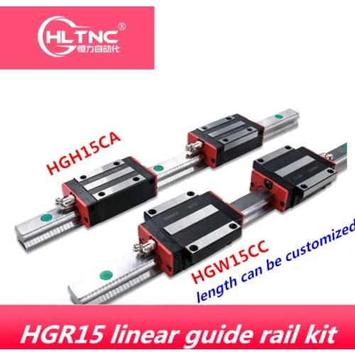 100% size New HIWIN linear guide rail HGR15 with 4 pcs of linear block carriage HGH15CA or HGW15CA hgh15 for 3040 CNC parts