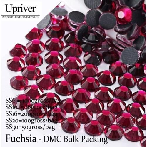 Upriver Wholesale Large Pack Bulk Packing ss6 - ss50 High Quality Shiny Stones Fuchsia Hotfix Rhinestones For Dress Garment Bag