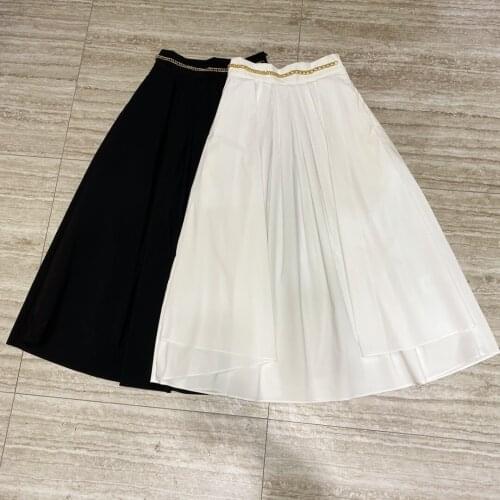 Casual Women Summer Chains Cotton Midi Fashion Pleated Skirt 2 Color For Female Rmsx 5.05