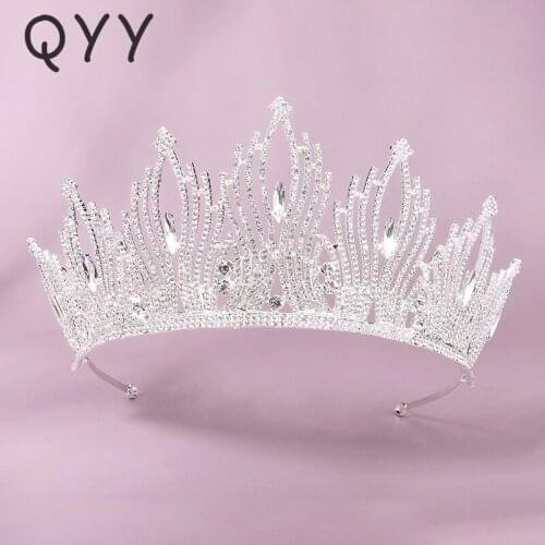 QYY Wedding Crown Rhinestone Silver Color Bridal Tiaras and Crowns Hair Jewelry Hair Accessories for Women Party Headpiece Gift
