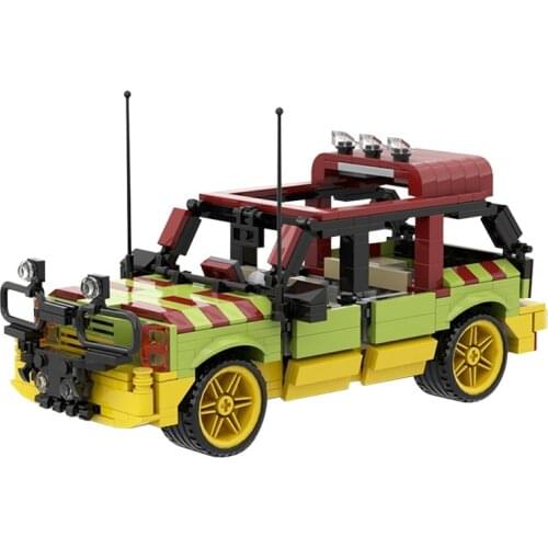 Park Explorer Jurassic car Explorer Soldier Building Blocks German Willis Jeeped antiaircraft Movie Collection gun Child