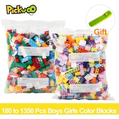 Pickwoo D4 180 to 1350 Pcs Building Blocks Boy and Girl Color Small Size City Diy Creative Bricks Bulk Model Figures Kids Toys