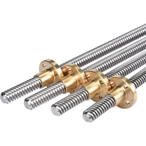 T8 Lead Screw Leadscrew With Copper Nut 3D Printer Parts Linear Screw Trapezoidal Screw Rod Slide Screw