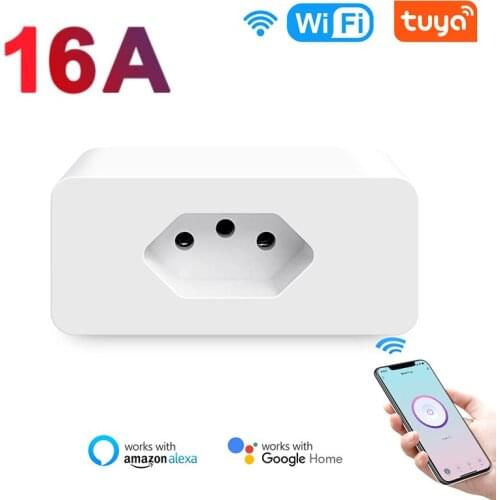 Tuya Smart Wifi Plug BR 16A With Power Monitor Function Smart Life App Remote Control Socket Outlet Works With Alexa Google Home