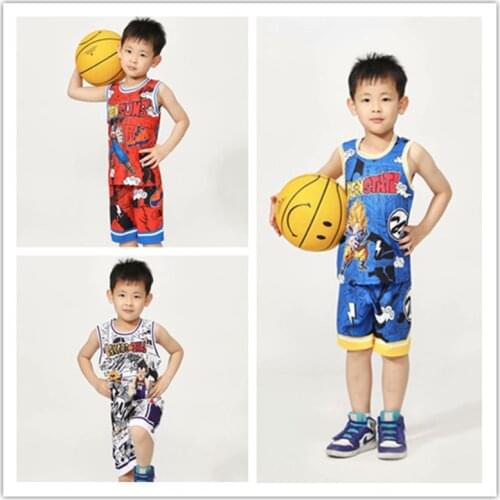 Uniforms Basketball Child Sets Fashion Kids Basketball Jersey and Shorts Anime Cartoon Clothes Boys Girls Basketball Vest