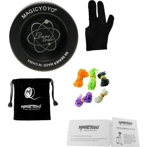 MAGICYOYO N8 Unresponsive Yoyo Alloy Aluminum Yo Yo + 5 Strings + Glove+Yoyo Bag(Black)
